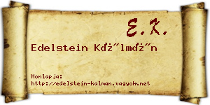 Edelstein Kálmán névjegykártya