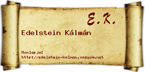 Edelstein Kálmán névjegykártya